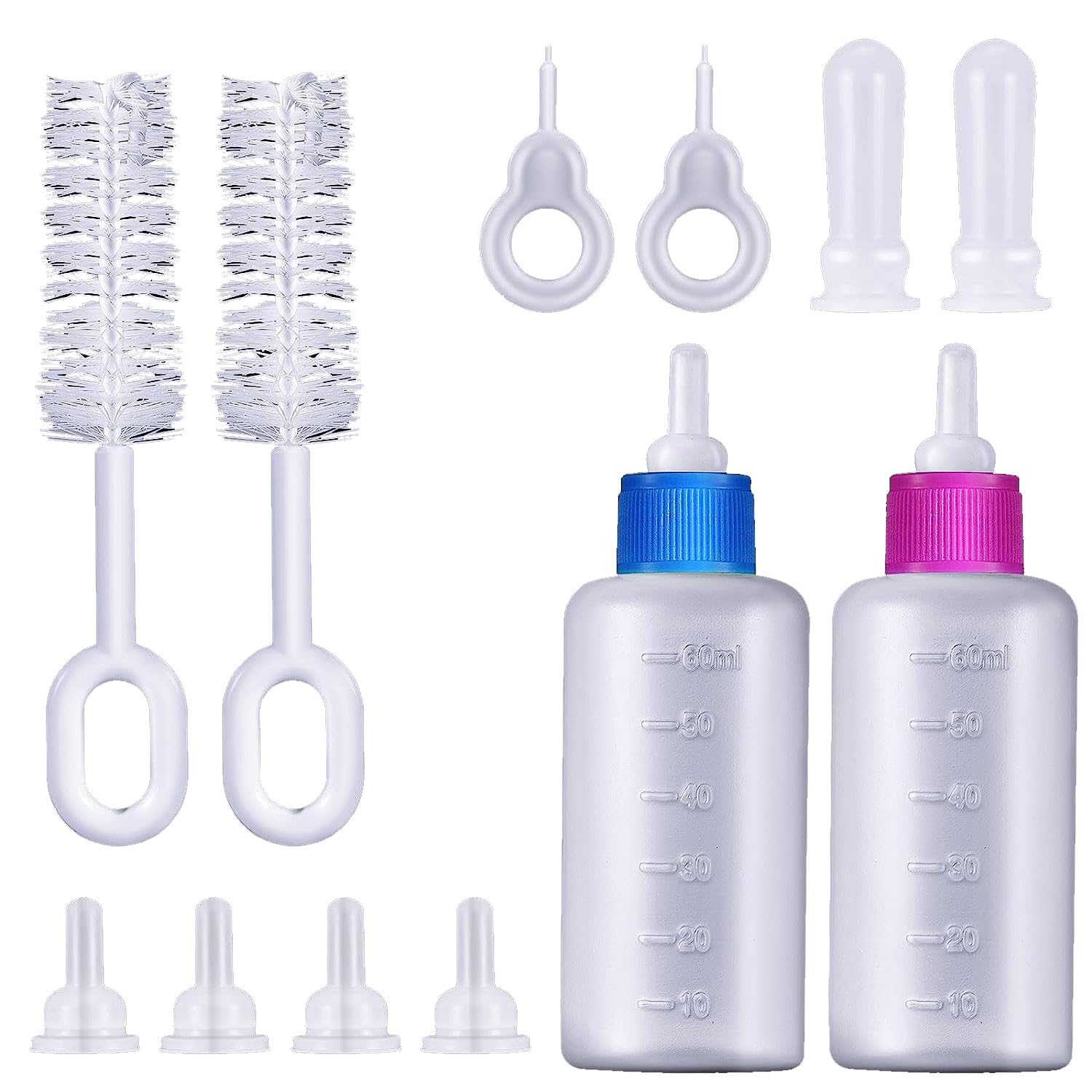 12-Piece Pet Feeding Bottle Kit: Essential Kitten and Puppy Milk Feeder Set with Pet Feeding Bottle Replacement Nipples - Ideal for Newborn Dogs, Cats, and Small Animals