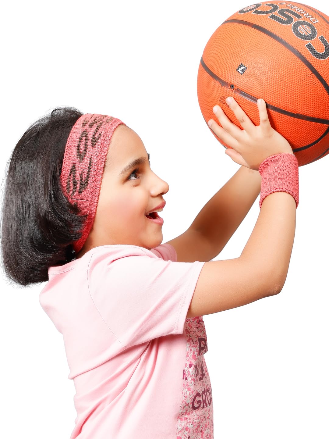 Bharatasya Kids Unisex Animal Pattern Sports Set of Sweatband and Wristband for All Seasons Sweatabsorbent Sports Headband for Boys and Girls All Sports Basketball Tennis Running Band (Pink)-image-33