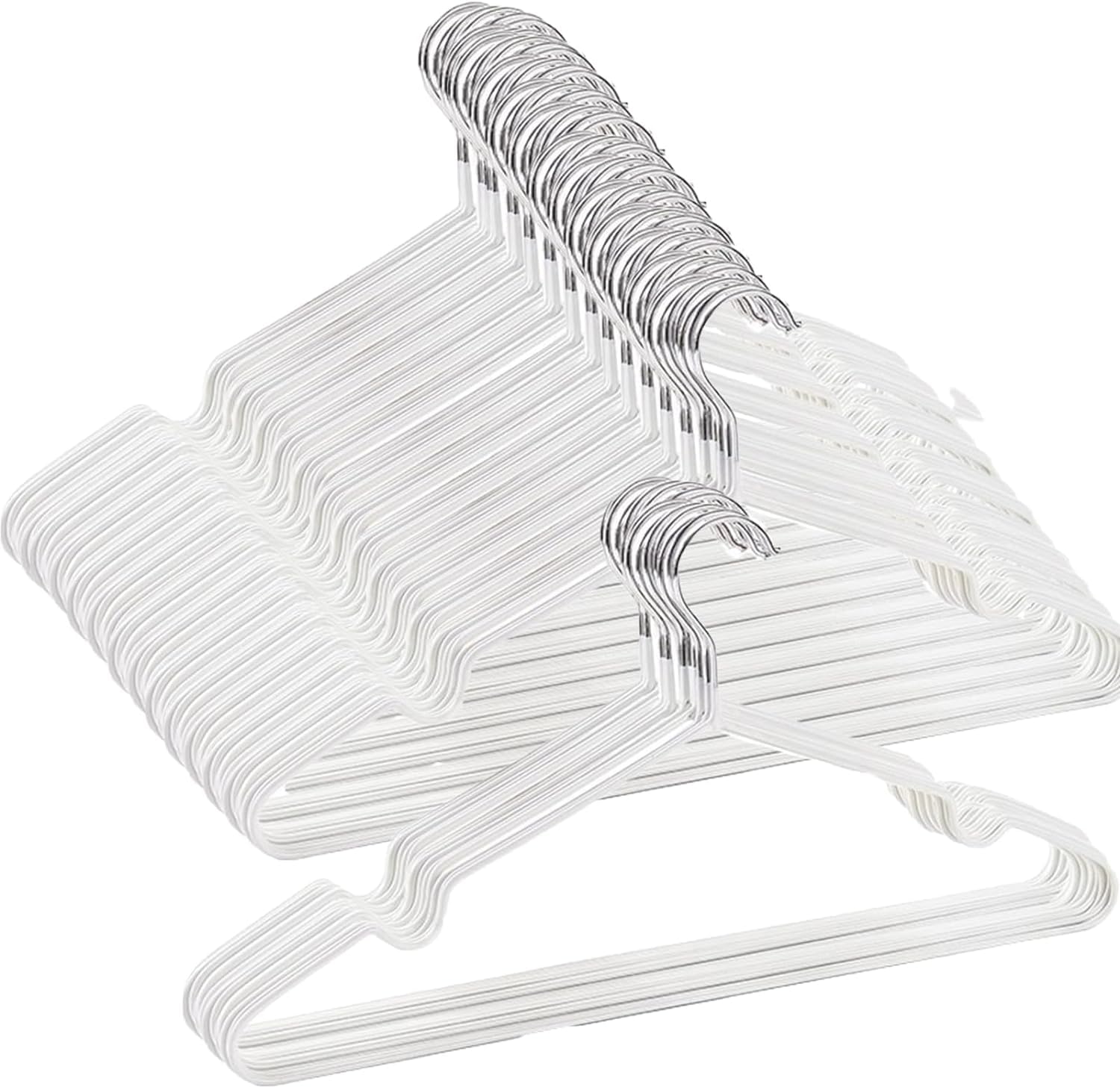 SLEEPHEAD® 100-Pack Non-Slip Stainless Steel Hangers, Metal Hangers， Extra Thick Wire Hangers with Non Slip White Rubber Coating Heavy Duty Pant Skirt Suit Hangers for Coat (100Pack，White)