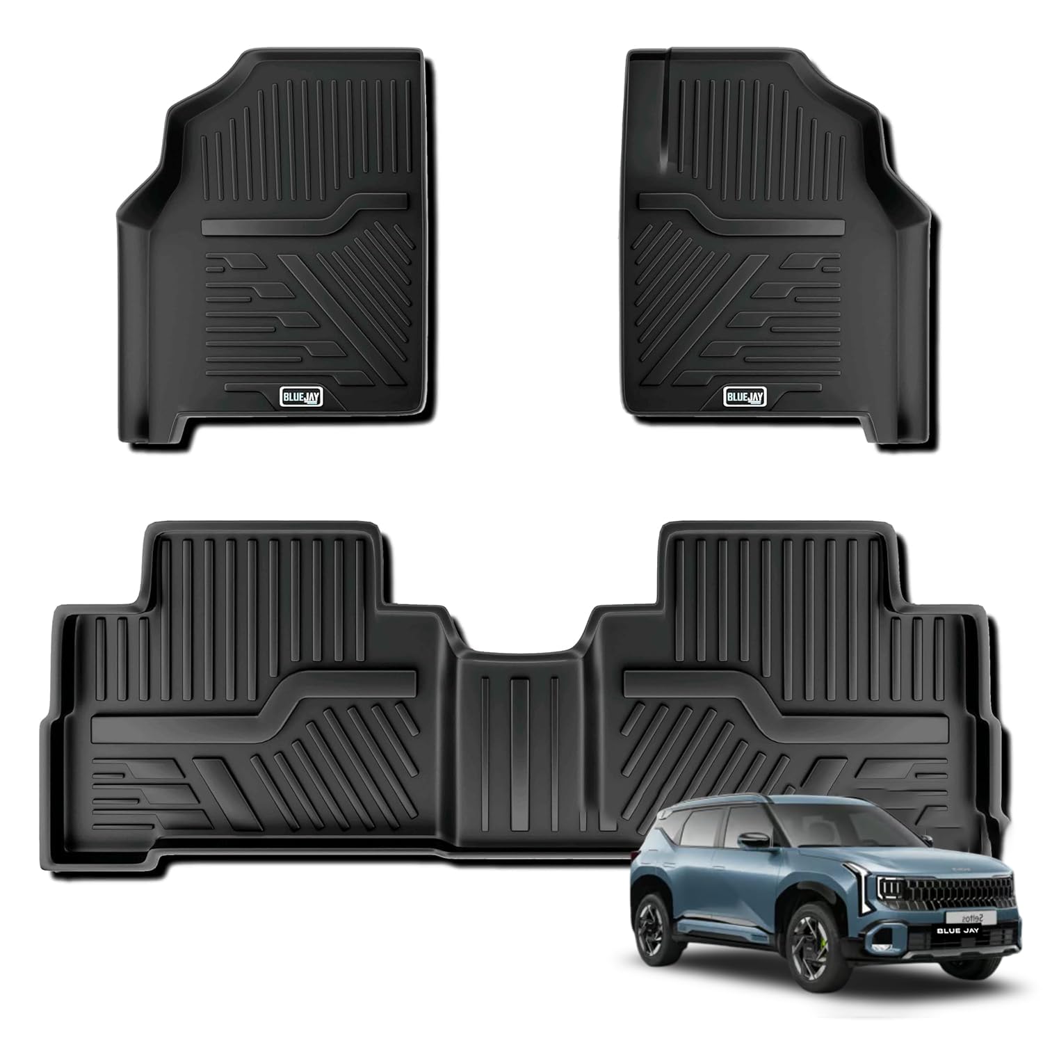 Blue Jay Ultra TPE Car Floor Mats | SELTOS (2026-TILL Date) Premium Luxury Mats | Washable Waterproof All Weather Mats | Black-image-14