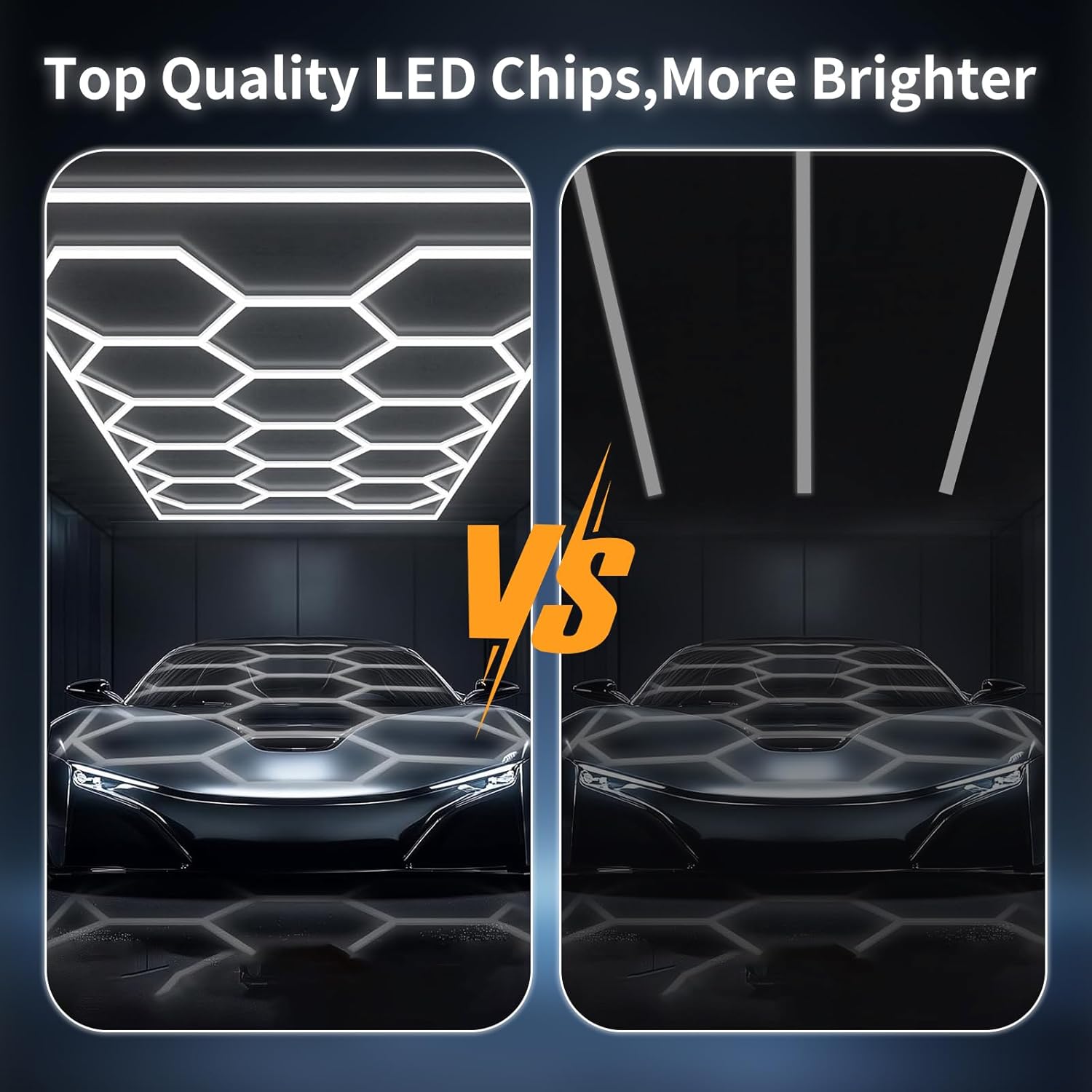 LED Hexagon Garage Light, 672W 80640LM 6500K Daylight White Honeycomb Ceiling Lamp for Garage,Auto Beauty Shop,Car Detailing Shop, Gym, Workshop