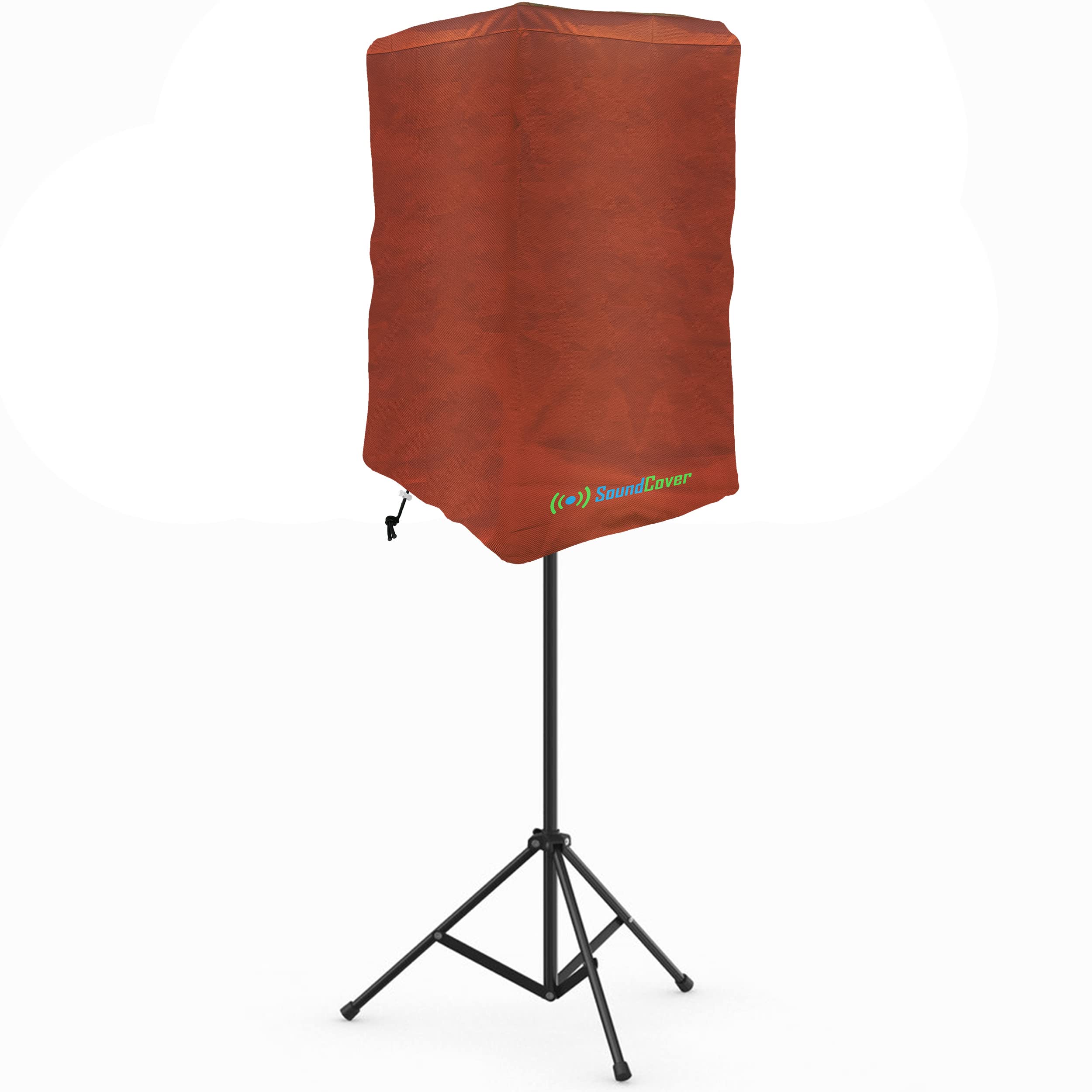 15-Inch PA/DJ Speaker Cover – Brown 420D Polyester with Silver UV50 Coating – Water-Resistant, Protective Bag for Stand-Mounted Powered Speakers – Lightweight, Open-Bottom Design (Single Cover)