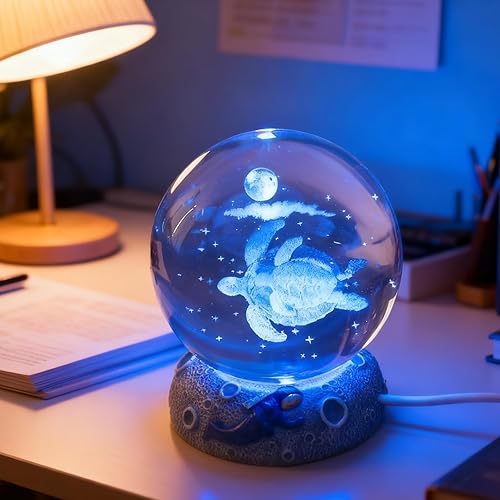 Miniatura 5 de Figura de bola de cristal 3D, 2.4 pulgadas, regalo de bola de vidrio de océano para mujeres, exhibición de escultura, recuerdos de pisapapeles para