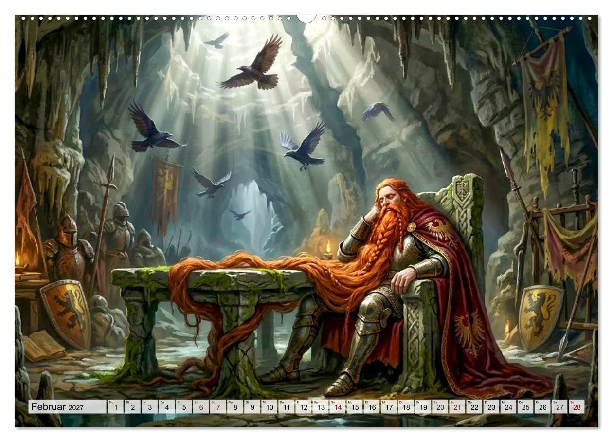 Deutsche Sagen - Helden, Dämonen, Mythen (hochwertiger Premium Wandkalender 2027 DIN A2 quer), Kunstdruck in Hochglanz: Epische Illustrationen ... und voller Legenden. (CALVENDO Kunst)