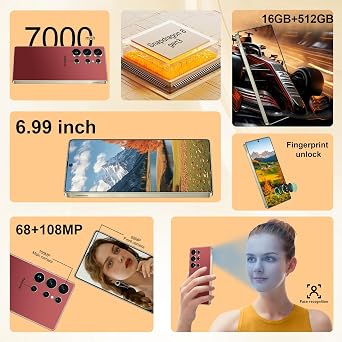 OEJBK I25 Ultra: Powerhouse 16GB/512GB, 2-Day 7000mAh Battery, Huge 6.99 Android 14 Phone w/Built-in Stylus - Your All-in-One Device The Superior Choice (Wine Red)