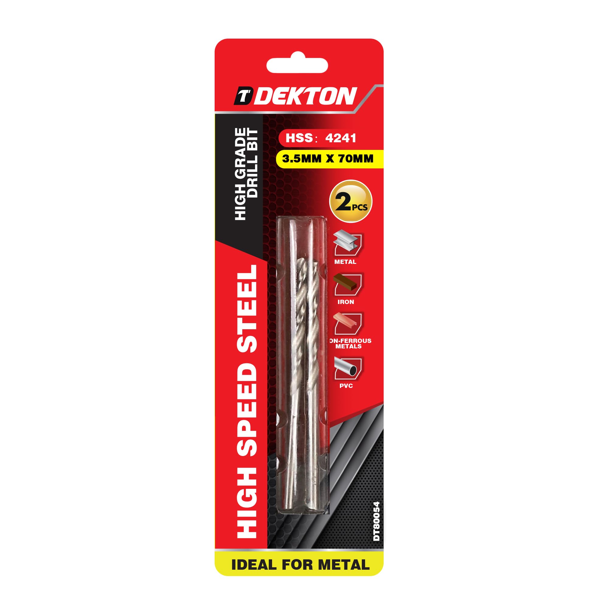 Dekton HSS-R Edge Ground Drill Bit 3.5mm x 70mm | 118-Degree Angle Point | High-Speed Steel | Ideal for Metal Drilling | Versatile for Wood & Plastic | Precision Engineered for Superior Performance