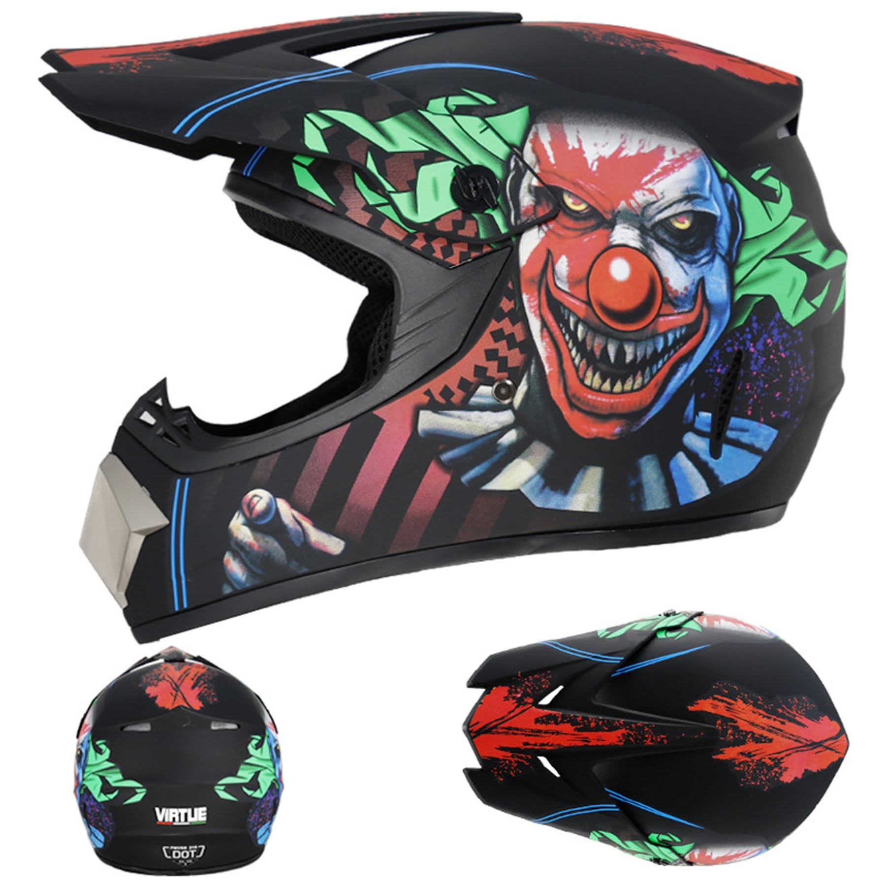Motocross Fullface MTB Helm Kinder, ABS-Schale, Motorradhelm Herren Damen, Downhill Motorradhelm Kinder, ATV Motorradhelm Helm Mit Brille Handschuhe