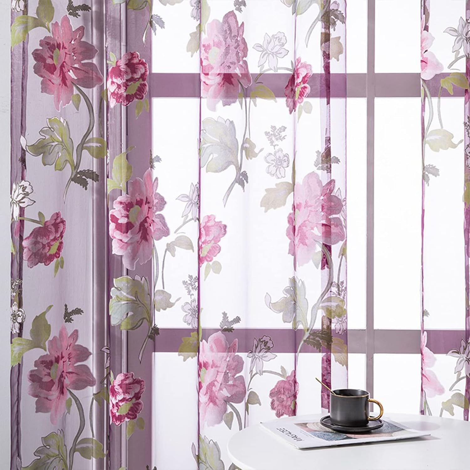 Semi Sheer Voile Curtain Panel 39x78in, Curtain Sheer Panels, White Airy Voile Curtains Bedroom Rod Pocket Window Treatments 2 Panels White