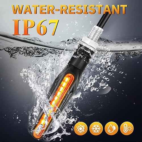 Miniatura 5 de Señales de giro LED para motocicleta, luz intermitente de freno  Señales de giro LED con luces de freno, luces de freno de motocicleta de 12 V