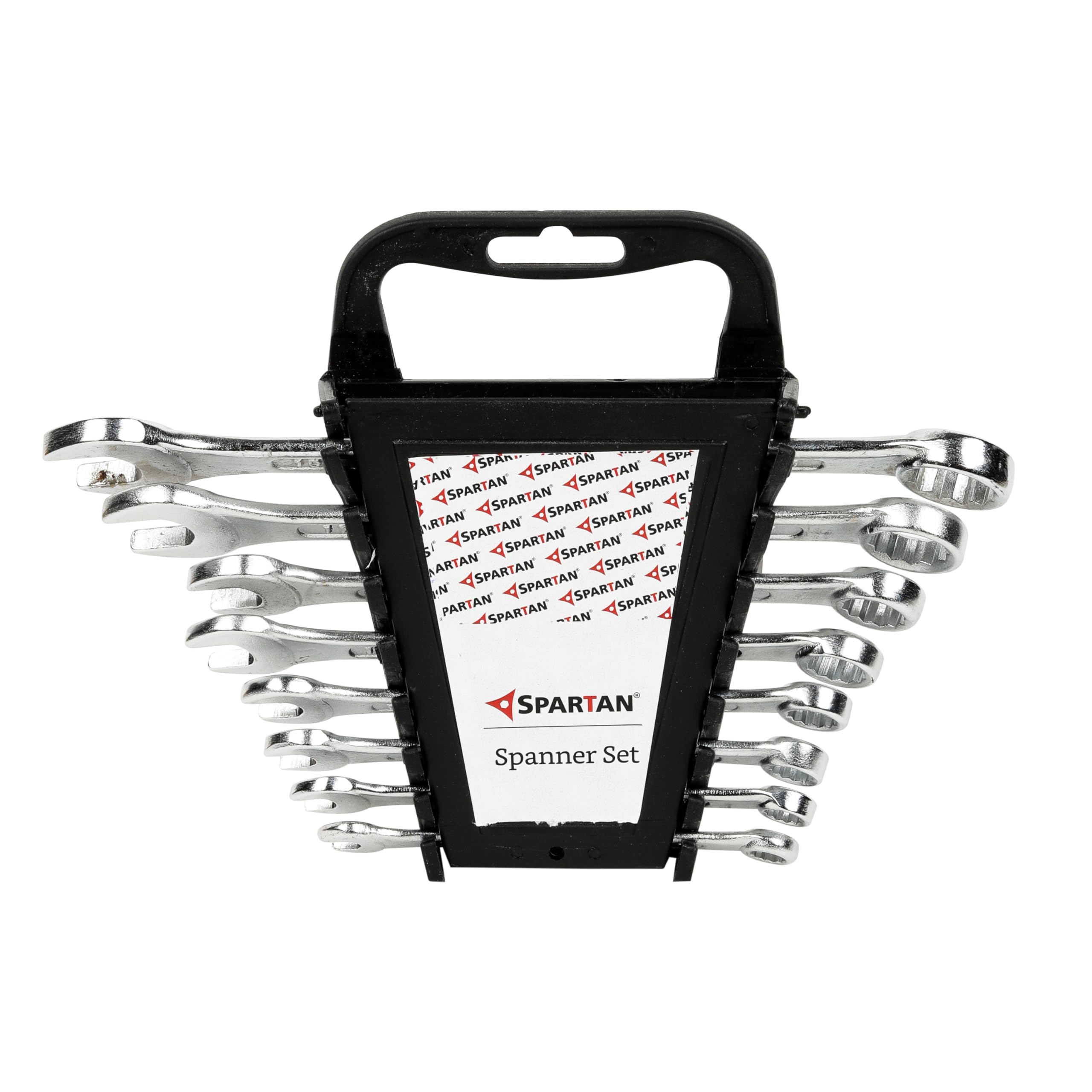 SPARTAN 8-Piece Combination Spanner Set | Carbon Steel Wrenches 8mm–19mm | Open & Ring End Design | Chrome-Plated Rust-Resistant Tools for Home Maintenance & DIY Repair Use