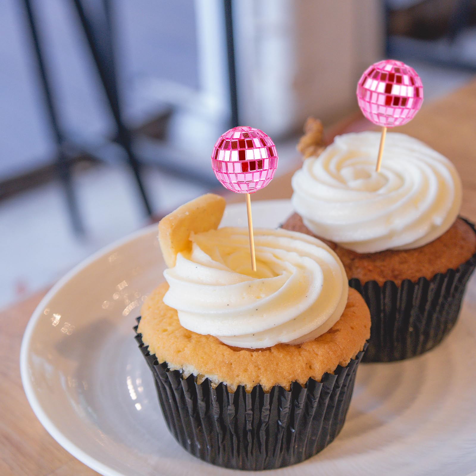 30 Stück Discokugel-Kuchenaufsätze – Mini-Discokugeln Mit Bambusstäbchen Für Disco-Party-Deko