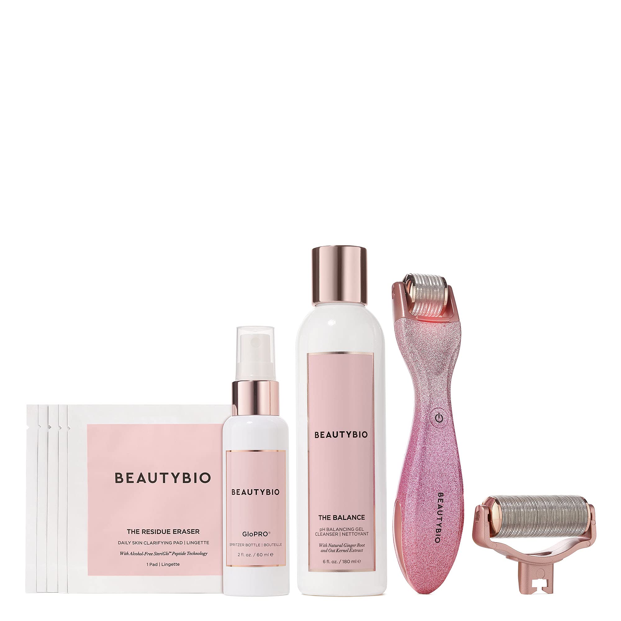 BeautyBio Skin That Glitters. GloPRO Tool, FAce and Body Attachment Heads, The Balance and 5 Prep Pads, 1 ct.