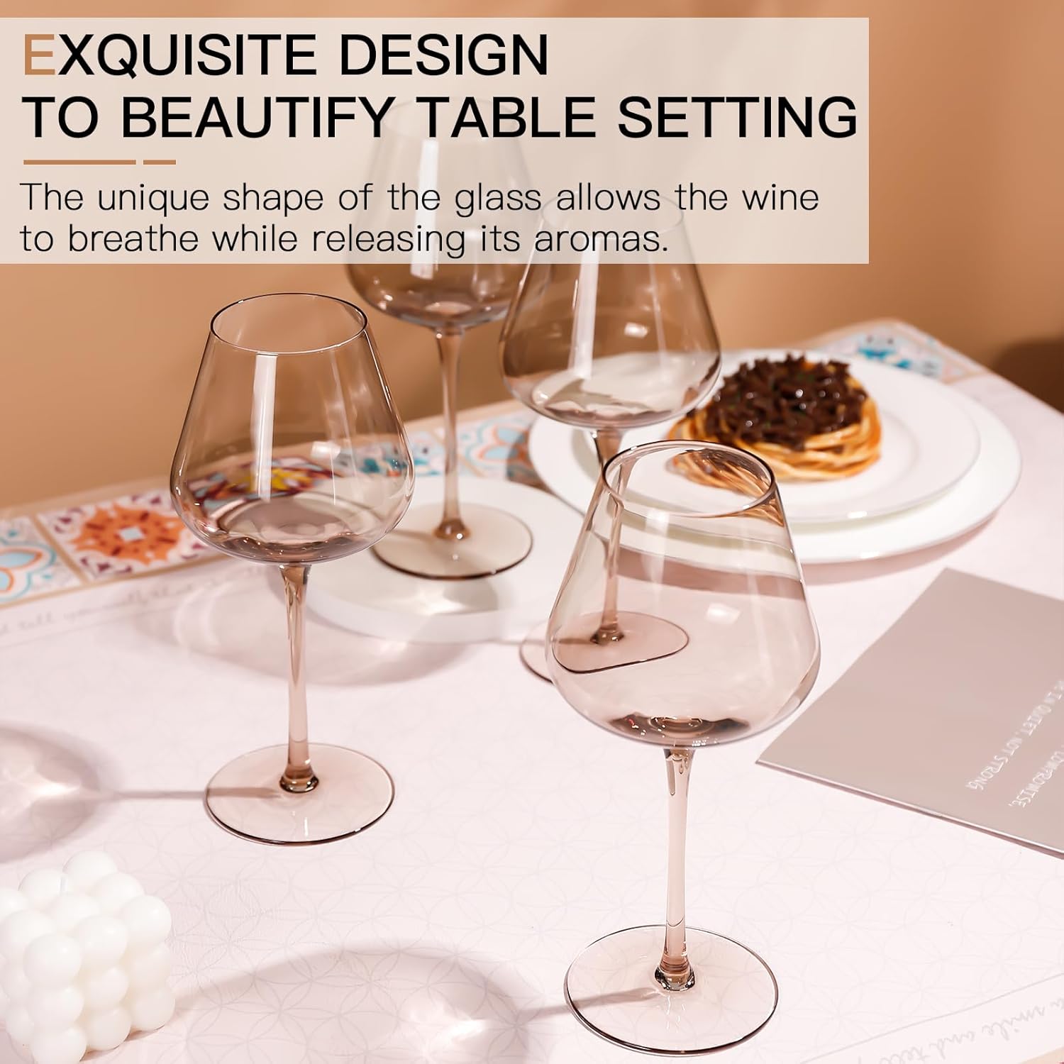 Smokey Grey Wine Glasses Set of 6 - Crystal Hand Blown Burgundy Wine Glasses 18oz Lead-Free, Perfect Gifts for Wine Lover, Bar glasses sets for the home, Wedding, New Year Gifts - Image 6