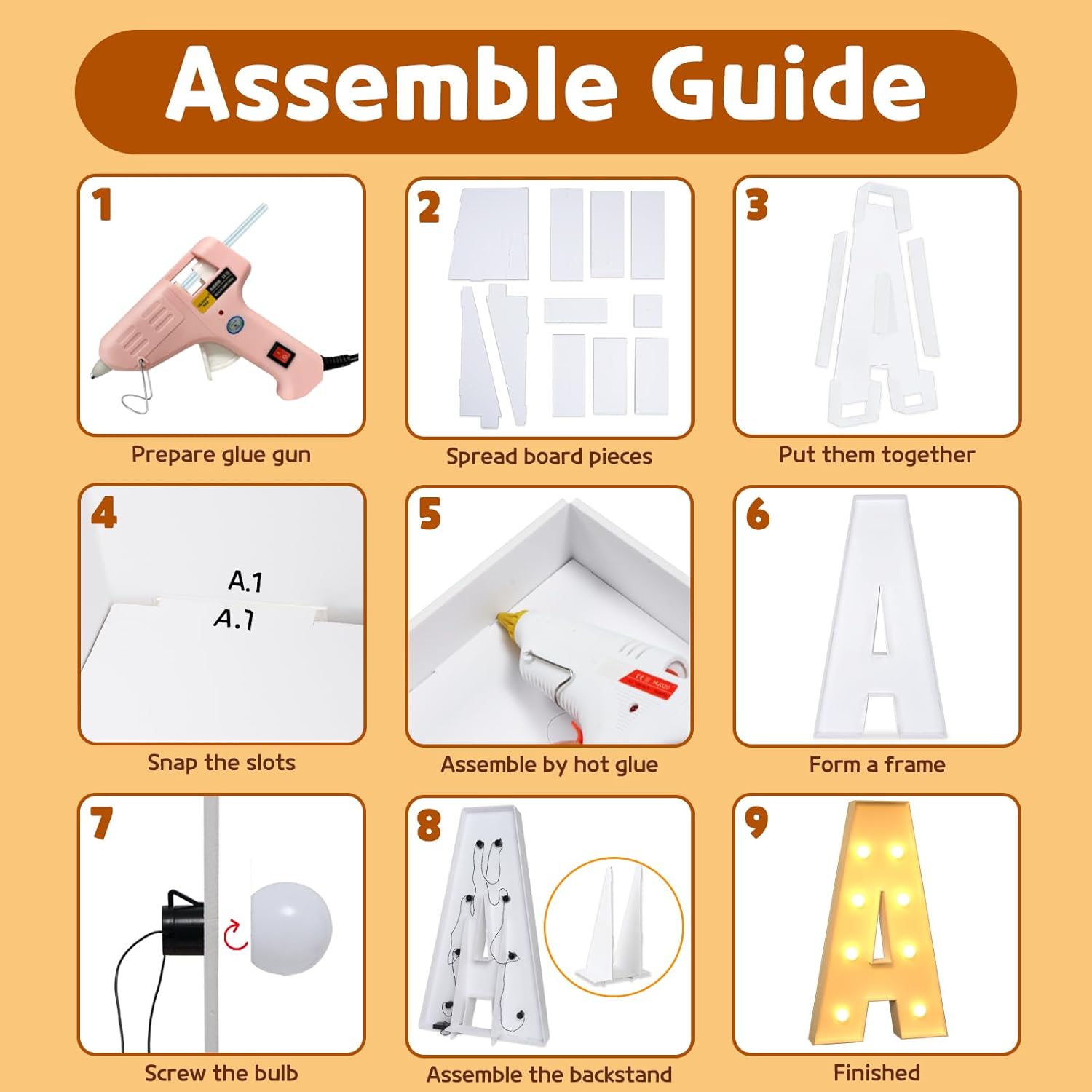 imprsv Marquee Light Up Letters, 3FT Marquee Letters Mosaic Light Up Letters for Birthday Baby Shower Party Decor, Large Marquee Letters for Party Decorations Letter A - Image 3