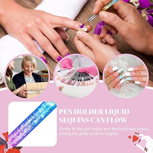 Miniatura 4 de KEMEISI Kolinsky - 2 pinceles de uñas acrílicas, tamaño #0802, pinceles de arte de uñas para aplicación de polvo, mango resistente, forma ovalada,