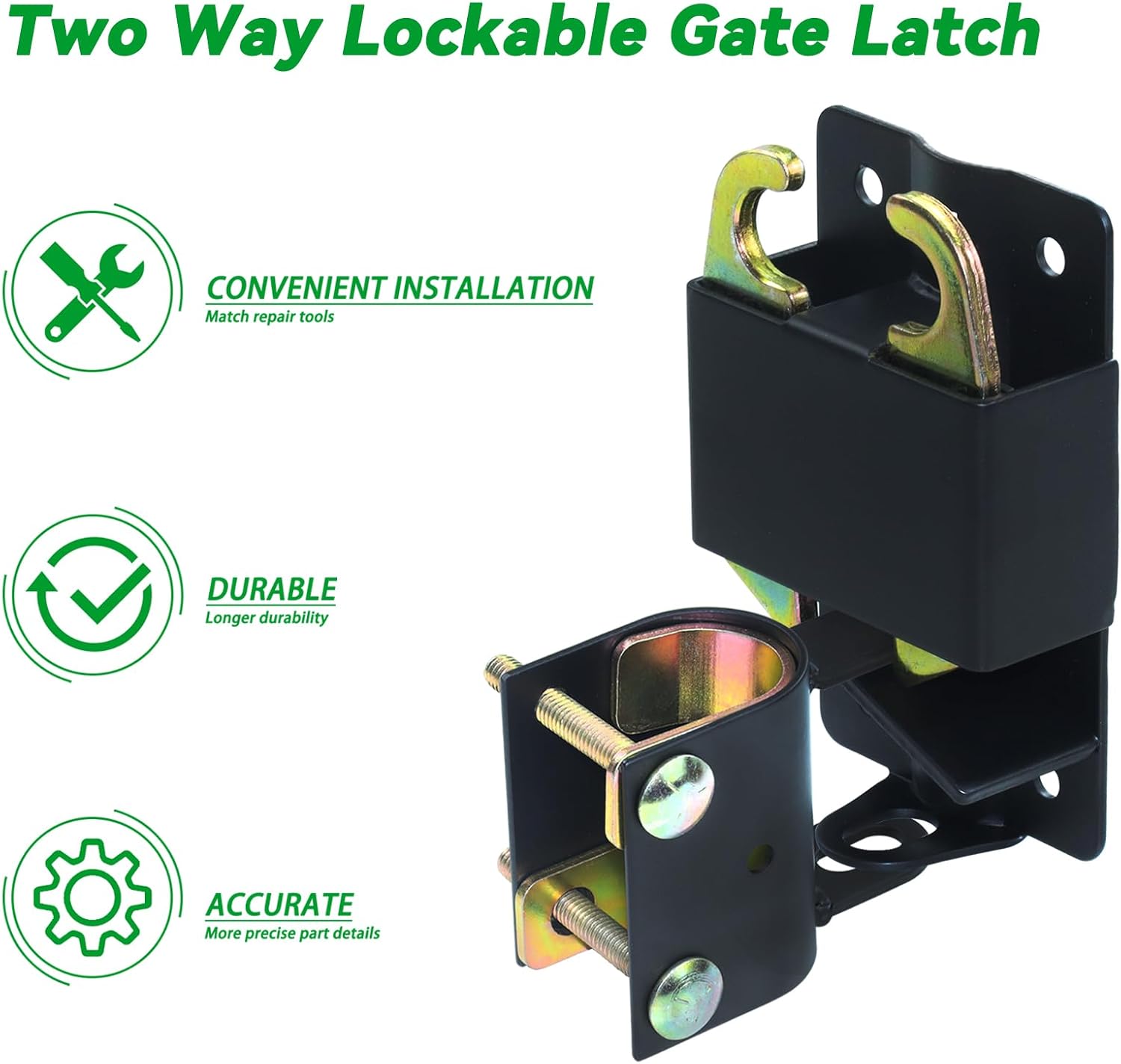 5 inch Black S16100700 Two Way Lockable Gate Latch with 4-Digit Combination Lock and Screwdriver for Metal Gates with 1-1/4" to 1-1/2" Diameter Tubes