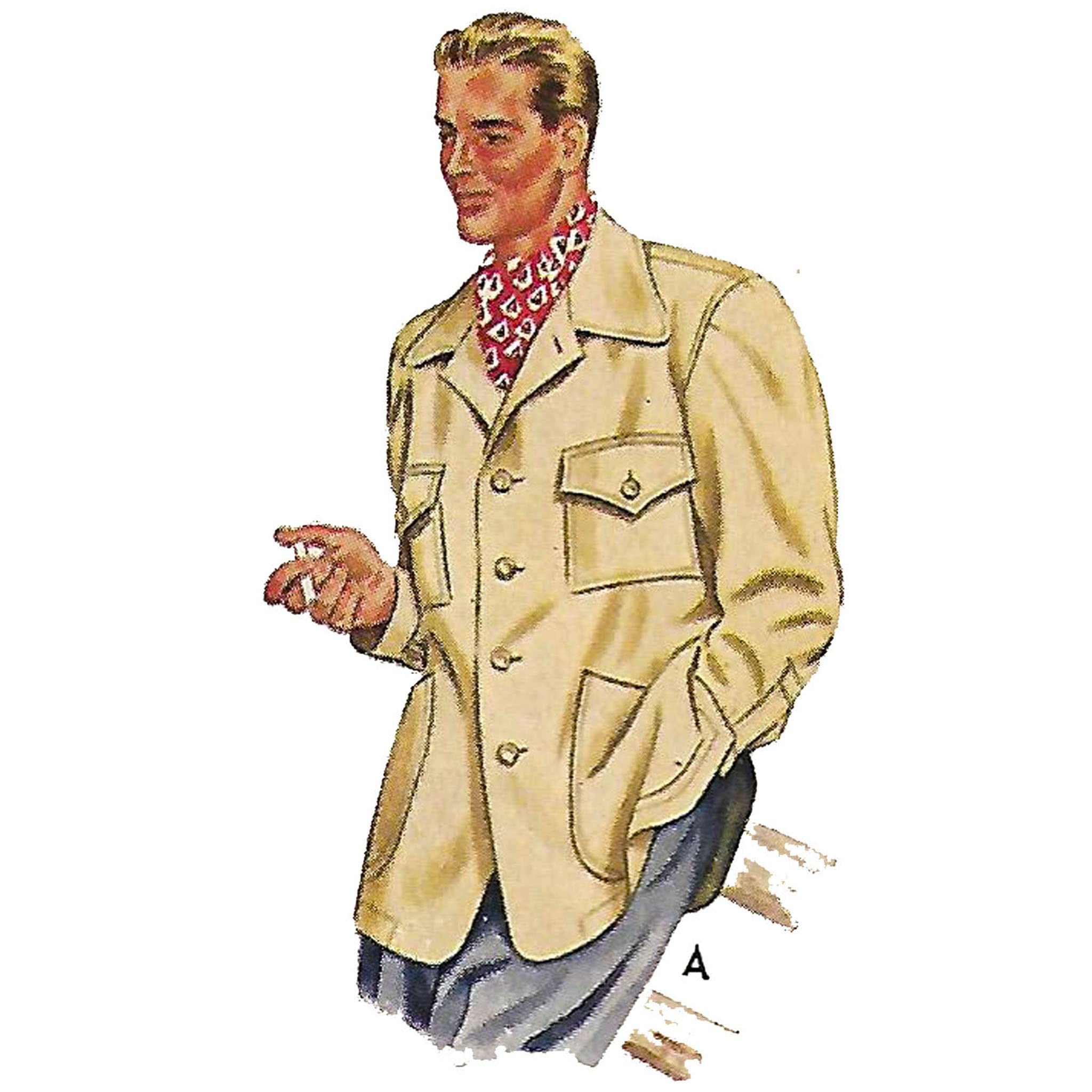 Patron Couture Vintage Butterick 8236 - Années 40, Chemise Homme, Complet !