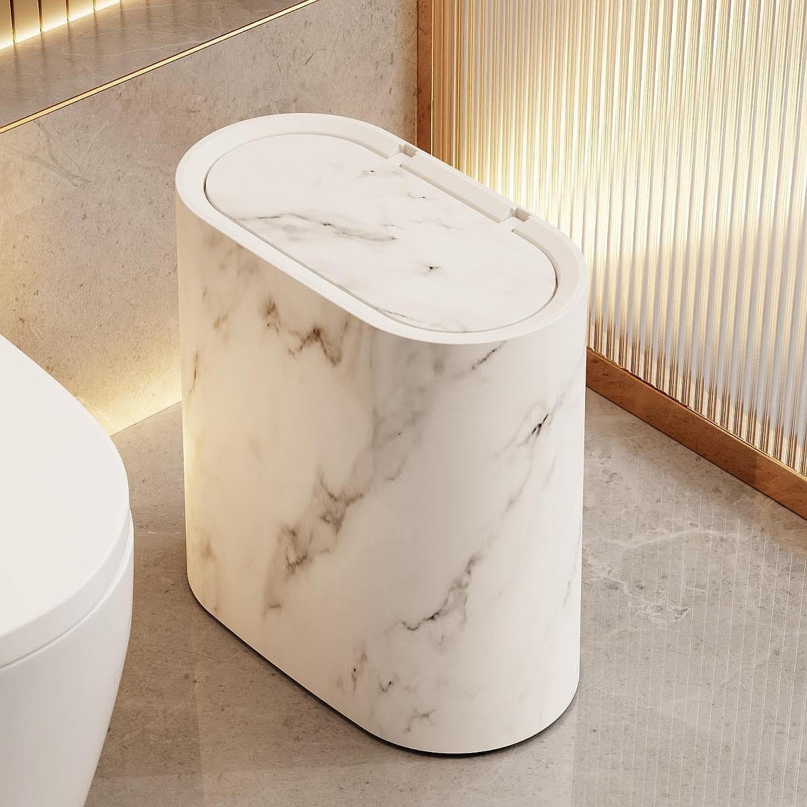 CALANDIS® Bathroom Trash Can Sealed Lid Narrow Trash Bin for Home Living Room Bathroom White | Trash Cans & Wastebaskets | Household Supplies & Cleaning 4