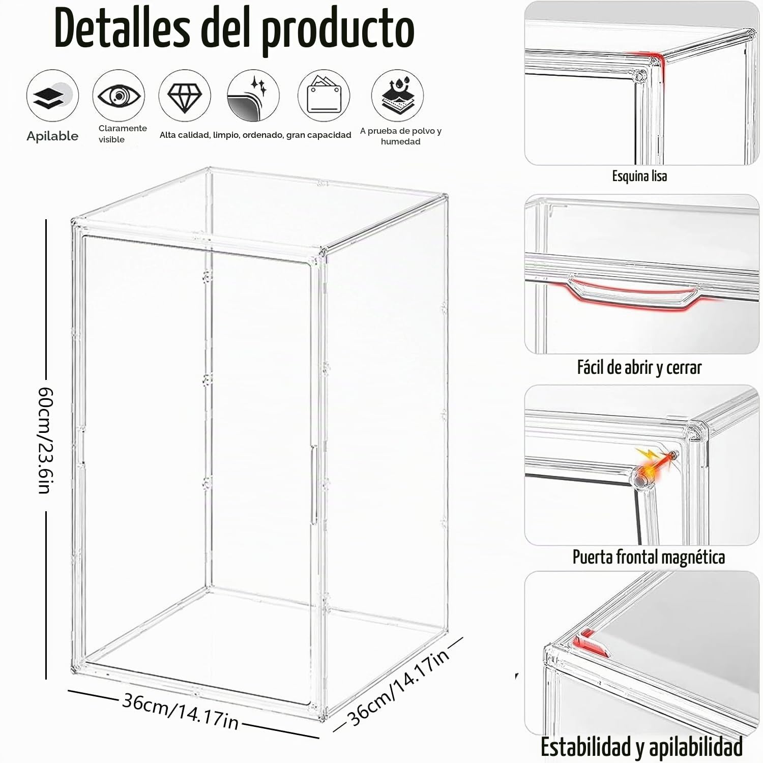 Vitrinas para Colecciones,Caja de Exhibición de Transparente, Vitrinas para Colecciones Vitrina Cristal Expositora Metacrilato, Vitrina de Muñecas con Puerta,Figuras de AccióN, Juguetes (60x35x36cm)