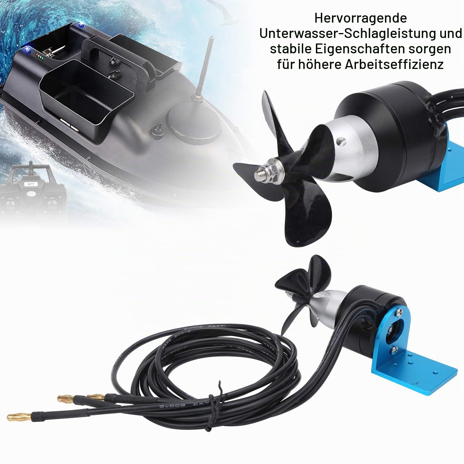 Dilwe RC Boat Motor Set, mit Propeller, Professional Unterwasserstrahlruder, 350KV, 24V, 30 m unter Wasser, Wasserdichter, für alle RC Boat, wie RC-Fischerboot usw.(CW)