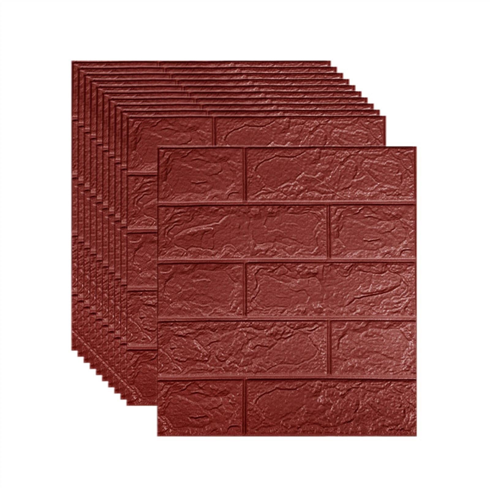 wall Panels， 3D Brick Wallpaper Faux Stone Wall Panel Self-Adhesive for Interior Decor - 20pack(Bruin,5mm [35x38cm])