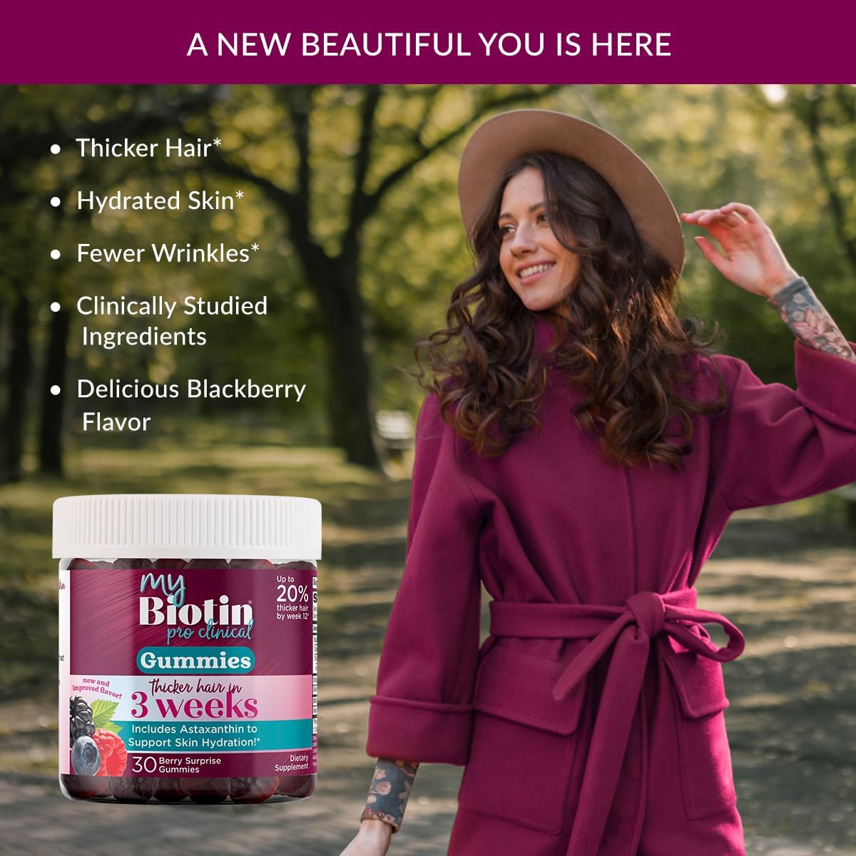 Purity Products MyBiotin ProClinical Gummies - Thicker Hair Starting in 3 Weeks & Fights Wrinkles - MB40X Biotin Matrix w/Astaxanthin - 40X More Soluble vs Ordinary Biotin 30 Berry Gummy Chews - Image 6