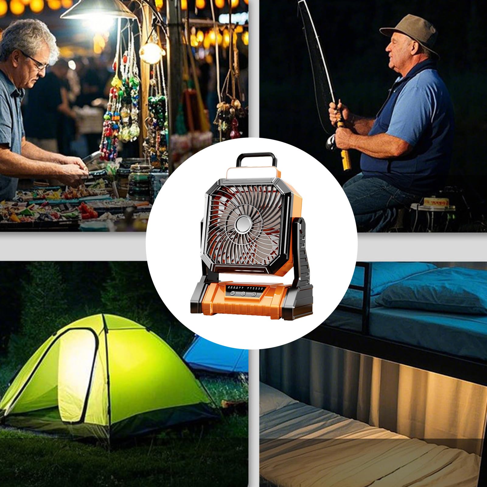 Ventiladores Camping Para Tiendas 5400 mAh Soplador De Aire 4 Modos, | Ventilador De Camping Personal Compacto Linterna, exteriores, interiores, tienda, playa, viaje, deportes,