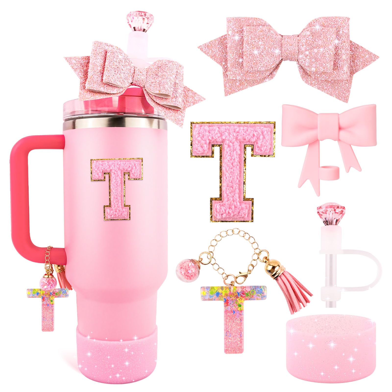 Accessori per Stanley Cup 40oz 30oz Ciondoli con lettere per manico di stivale in silicone, coperchio in cannuccia e ciondoli adesivi  15