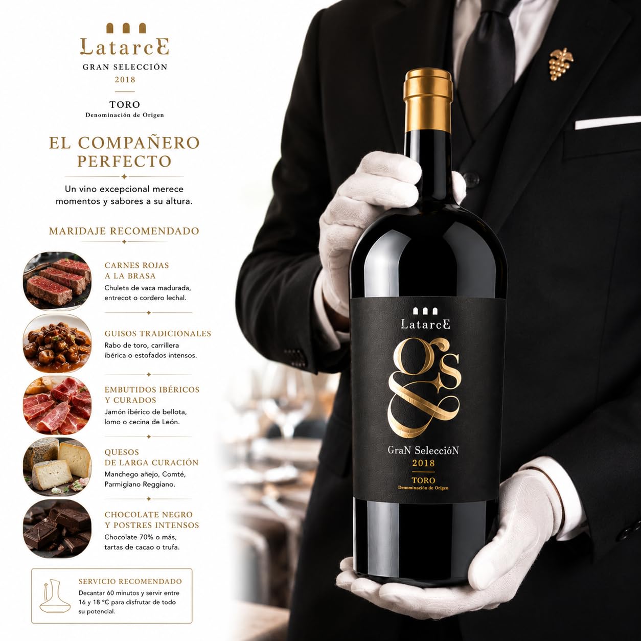 Latarce Gran Selección 2018 | Vino Tinto D.O. Toro 100% Tinta de Toro | Magnum 1,5L Estuche Numerado | Viñedos 70 Años 18 Meses Roble Francés | Edición Limitada 856 Botellas