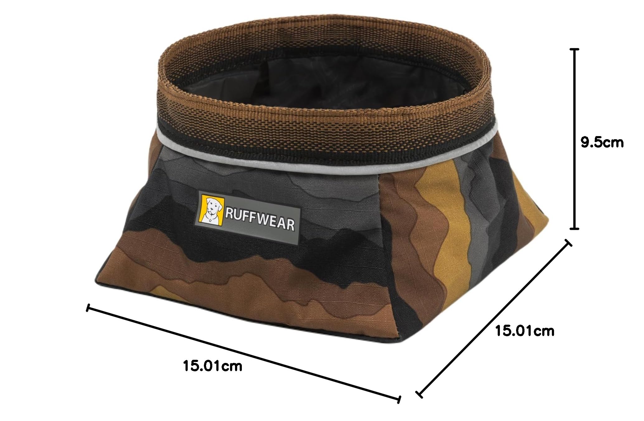 RUFFWEAR Ciotola per cani ripiegabile Quencher, Ciotola pieghevole per cibo e acqua per cani, Ciotola per cani da viaggio antiscivolo, Leggera e pieghevole, Ciotola compatta, M, Moonlight Mountains
