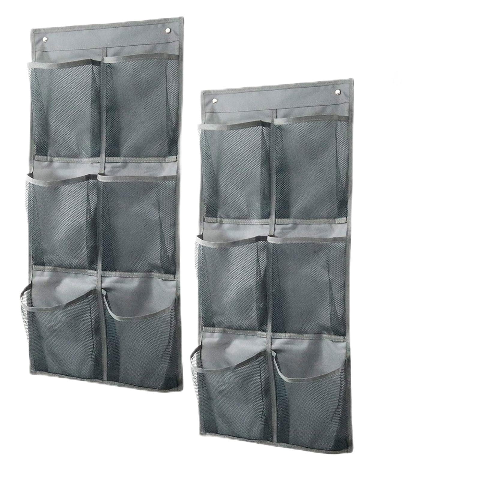 Pack of 2 Over the Door Organiser for Shoes with Hooks, Over the Door Shoe Organiser, with 6 Pockets