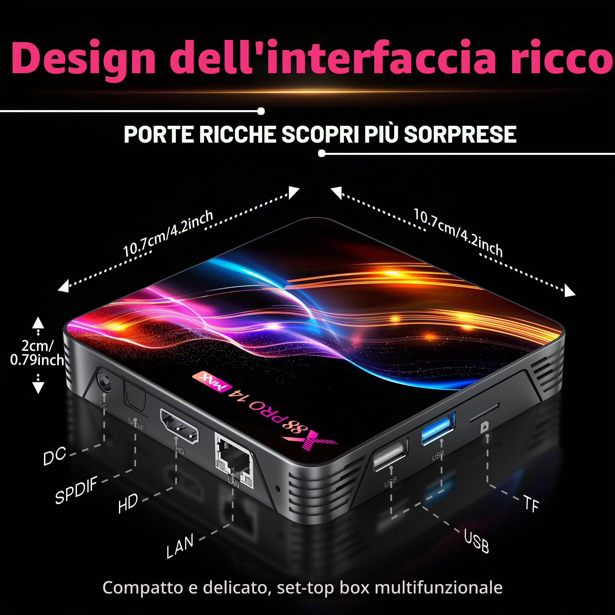 GREVA 8K Android 14.0 TV Box 2026, 8K Android Box 4 GB RAM 64 GB ROM Smart TV Box RK3528 unterstützt Chipsatz 2,4 GHz/5,0 GHz Dual WiFi6 HDR10 BT5.0 USB3.0 Ethernet LAN 3D HD Internet TV Box Bluetooth