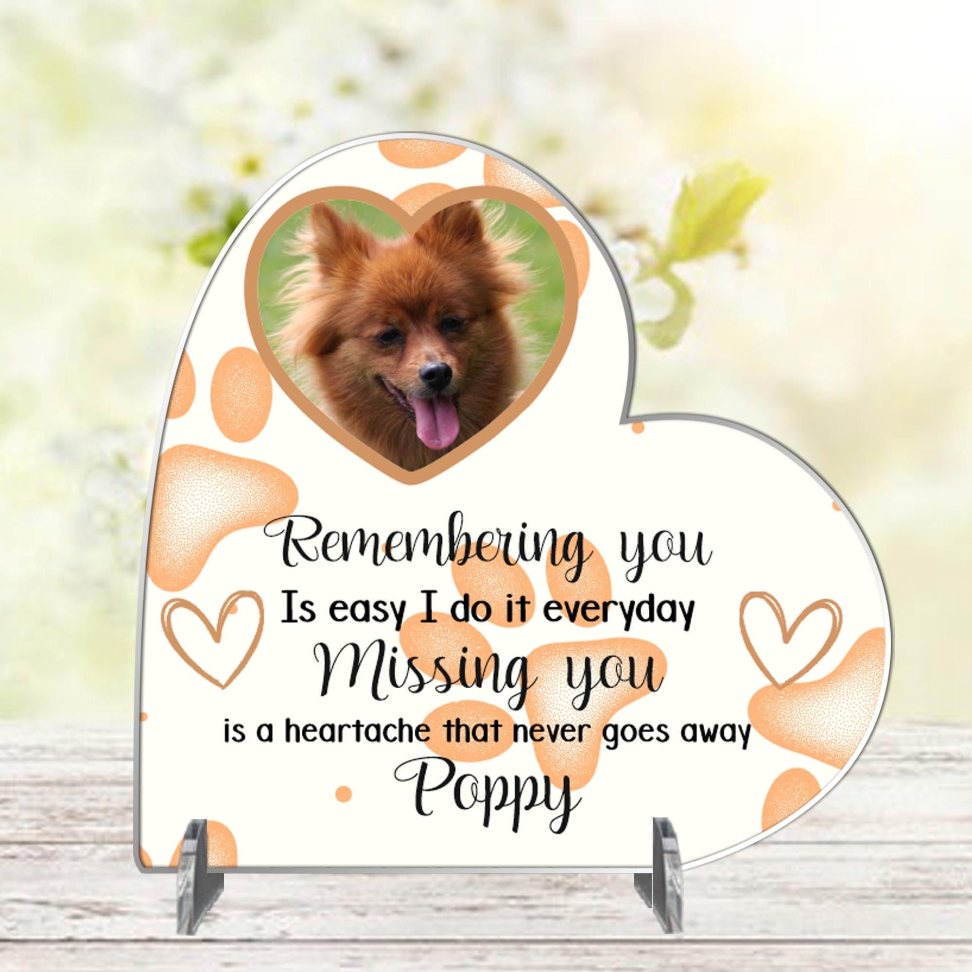 Personalised Pet Memorial Plaque โ 'Remembering You is Easy, Missing You is a Heartache' โ Available in MDF or Acrylic, Sizes Small to Large โ Indoor & Outdoor Use (Acrylic 18.5cm x 19cm, Brown)