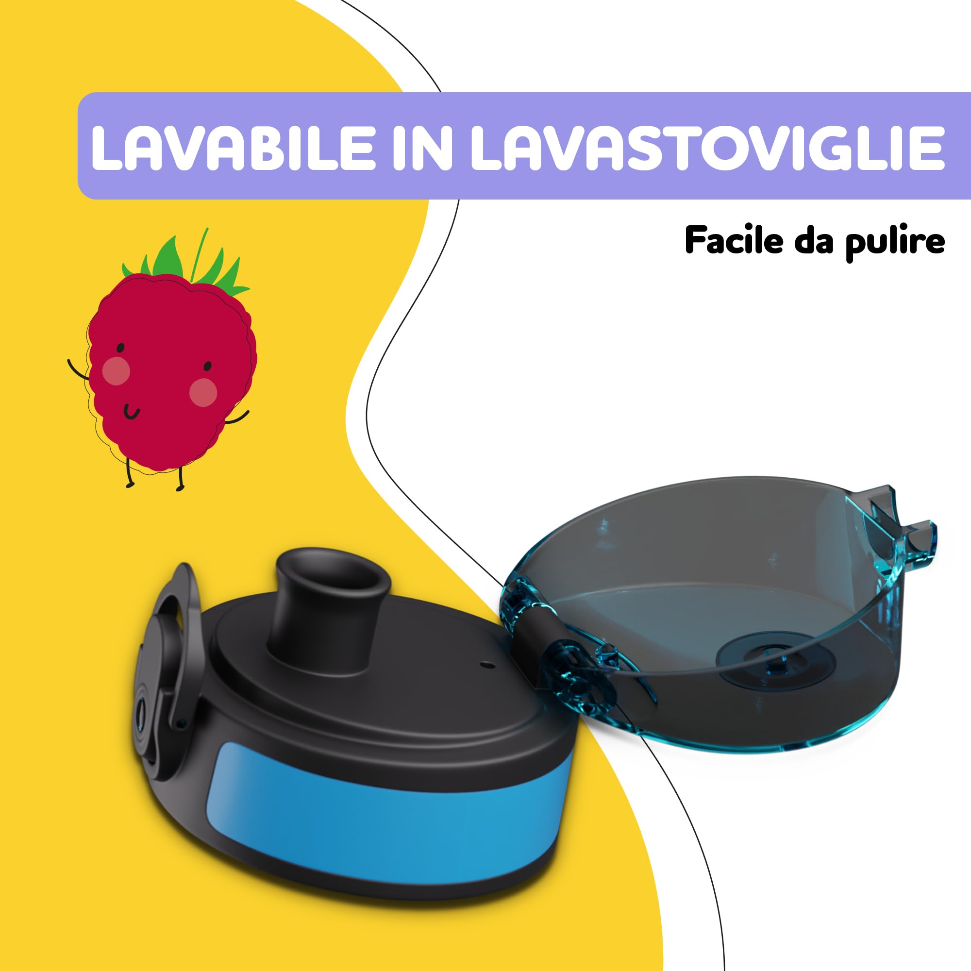 schmatzfatz Tappo per Borraccia – Coperchio di Ricambio Senza BPA con Cannuccia in Silicone, Chiusura a Prova di Perdite per Biberon 500ml, Facile da Pulire, Lavabile in Lavastoviglie, Blue Bees