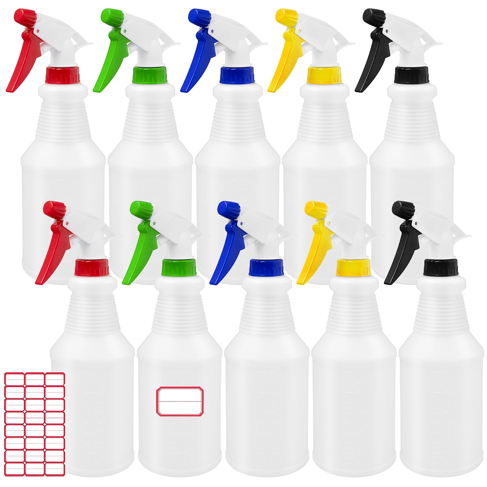 10 Pack Plastic Spray Bottles, 24 oz Refillable Empty Spray Bottle