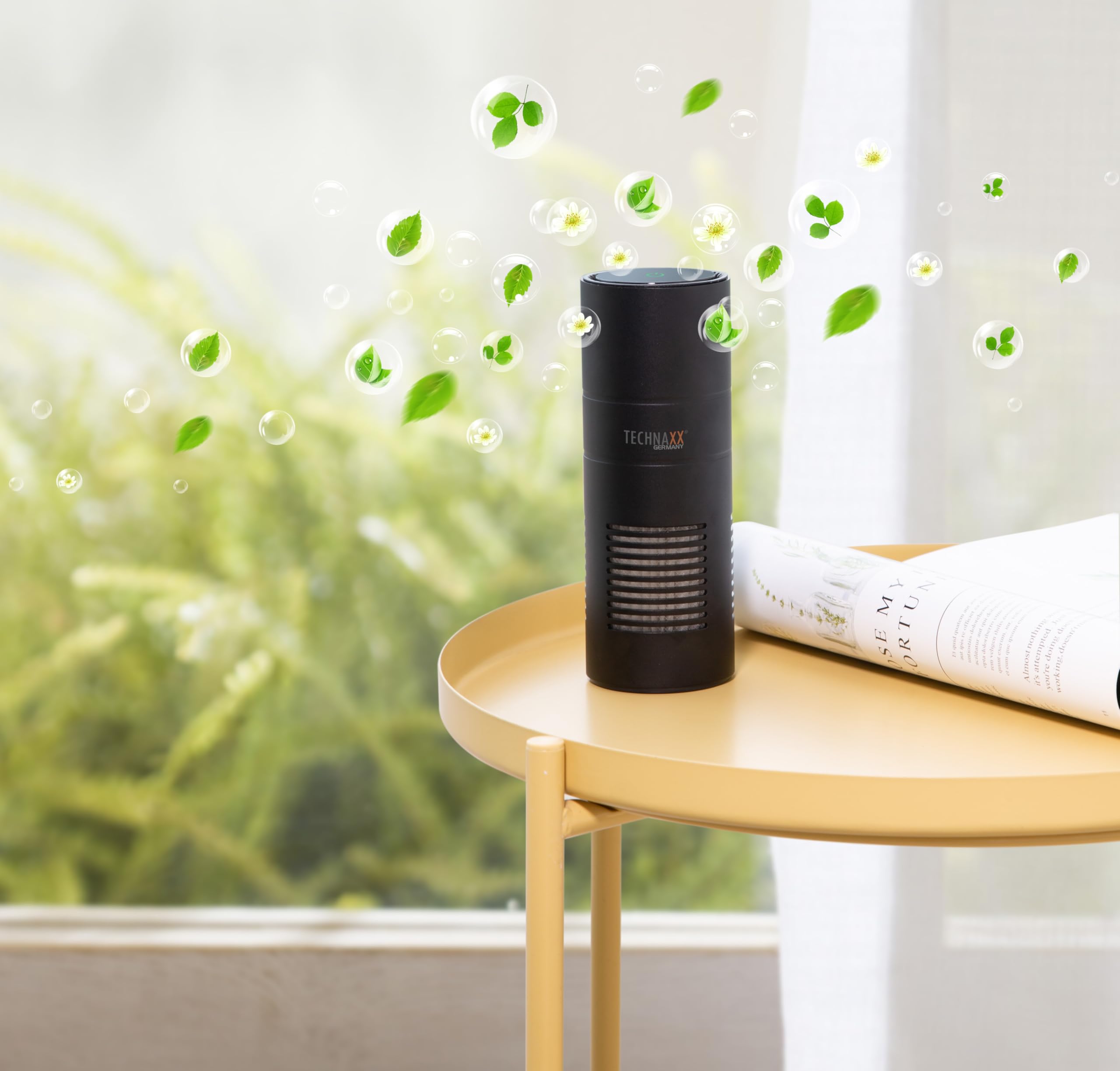Oczyszczacz powietrza USB Technaxx z mieszanym filtrem HEPA - dyfuzor do aromaterapii i światłem UV, oczyszczacz powietrza dla alergików i palaczy - jonizator powietrza TX-131+