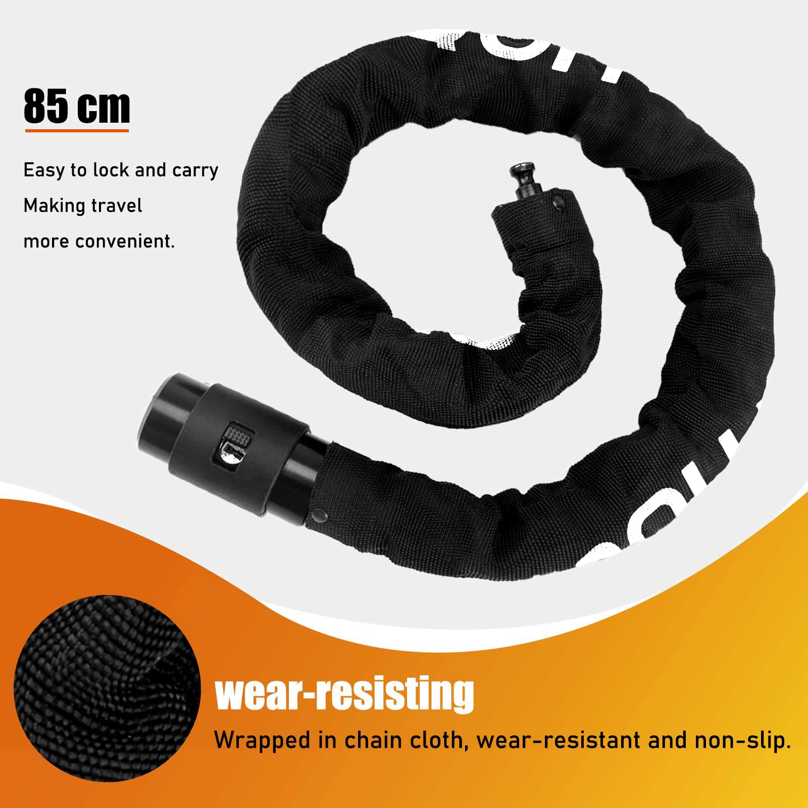 Homoto Lucchetto Catena Bici, Catena Bicicletta Antifurto con 2 Chiavi, Lucchetto in Acciaio per Protezione ad Alta Sicurezza da 8 mm per Biciclette Moto Scooter