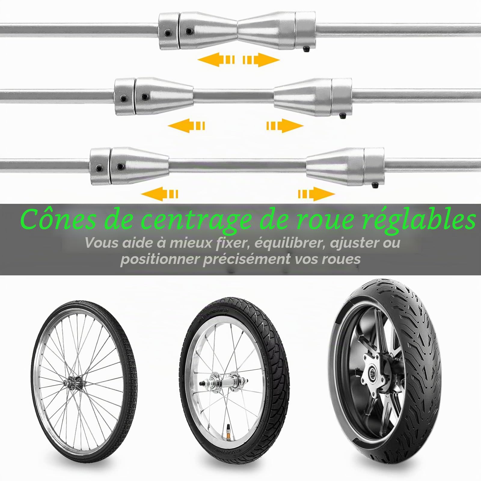 Froadp Équilibreuse pour Roues de Moto avec Cône de Centrage Réglable Machine à équilibrer les Jantes avec Niveau à Bulle Intégré et Pieds de Support Equilibreuse pour Moto et Scooter (40x19x50cm)