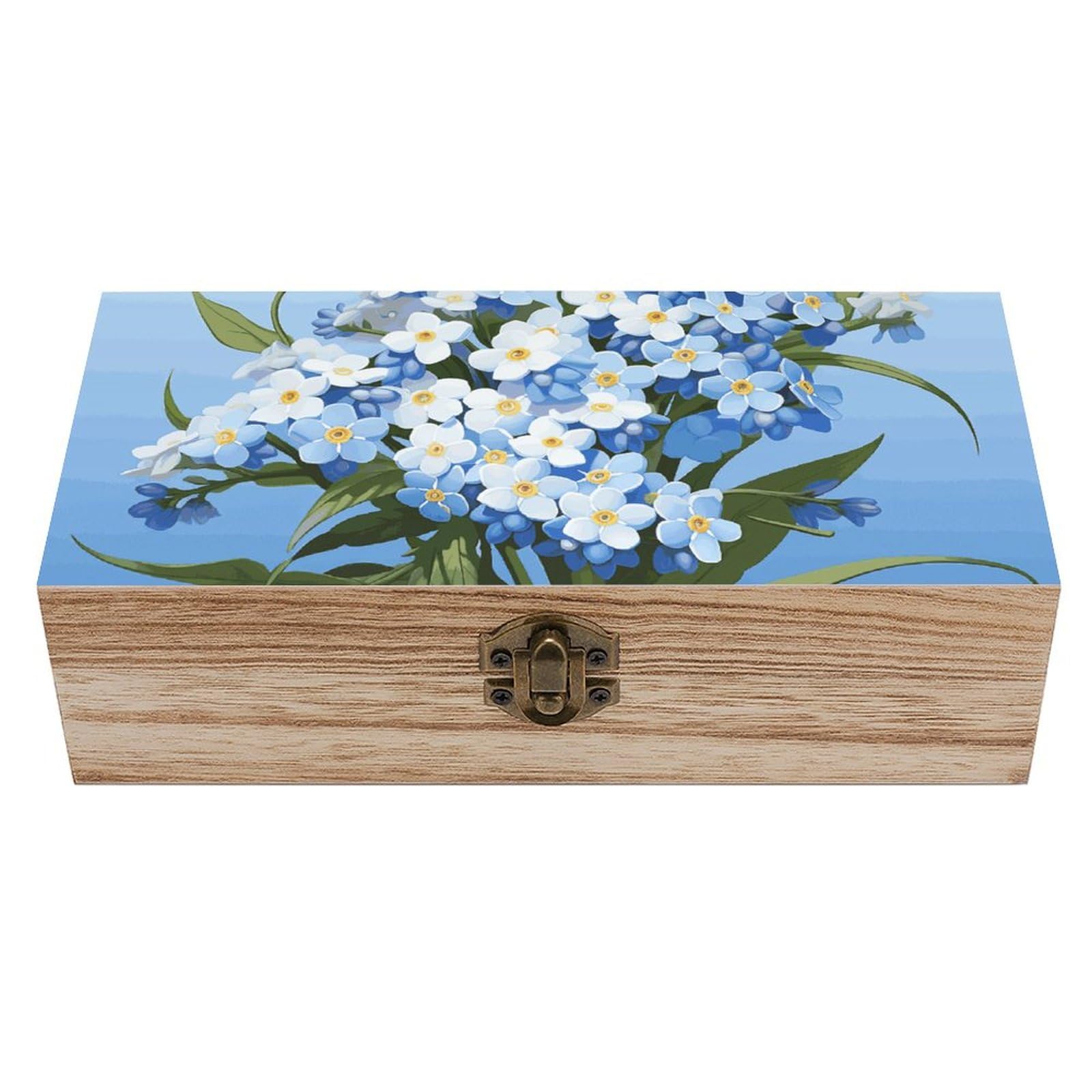 Lpsadgf Do Not Forget Me Wooden Storage Box, Decorative Trunk For Keepsakes, Rustic Farmhouse Decorative Boxes With Hinged Lid, Small Jewelry Treasure Chest For Crafts Diy Storage