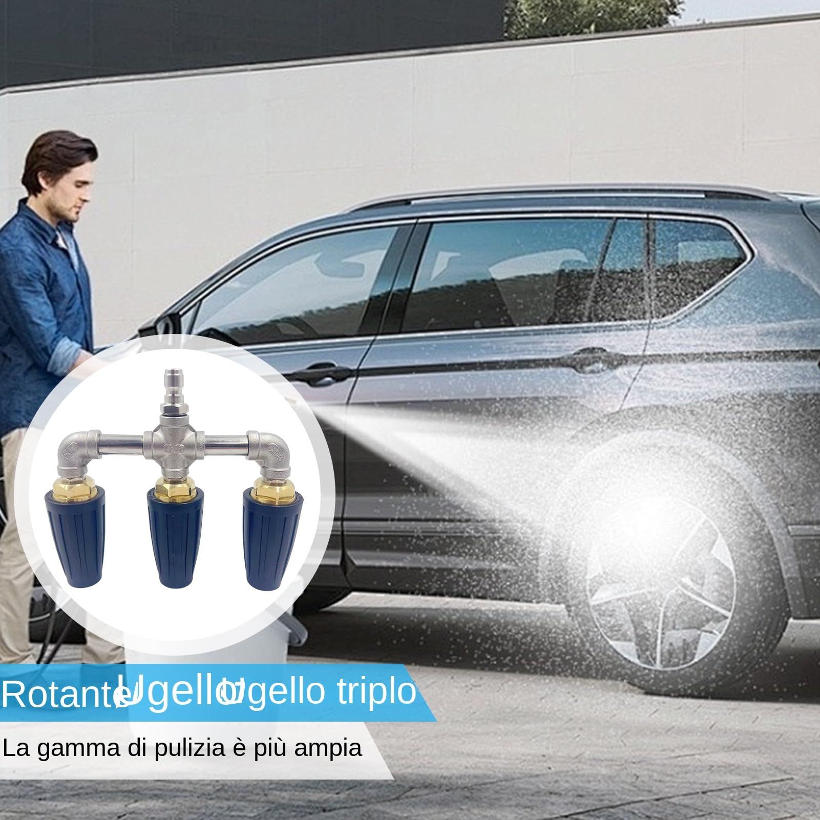 Limpiadora A Presión De Boquilla Triple Repuesto Para Boquilla Turbina 275 | Triple Accesorios De Limpieza Para Hidrolimpiadora Paredes Vidrio Ladrillos Hormigón Entradas Y Jardines