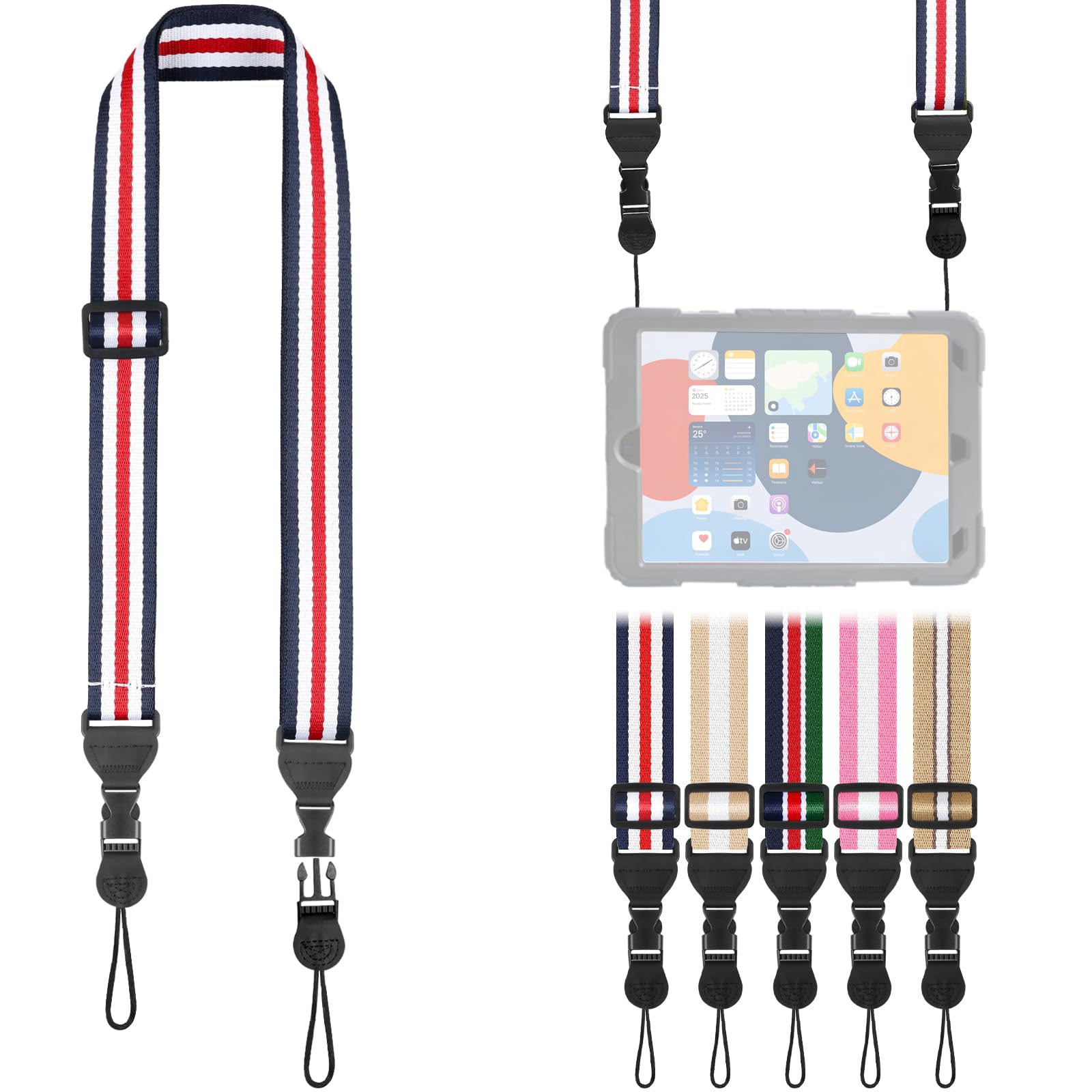 FIEIL Adjustable Shoulder Strap, Comfortable for Camera Neck Lanyard iPad Strap iPad Strap for iPad, Camera, Binocular, Crossbody, Tablet, Laptop, Binocular, Luggage Bag(Red, White &amp; Black A77)