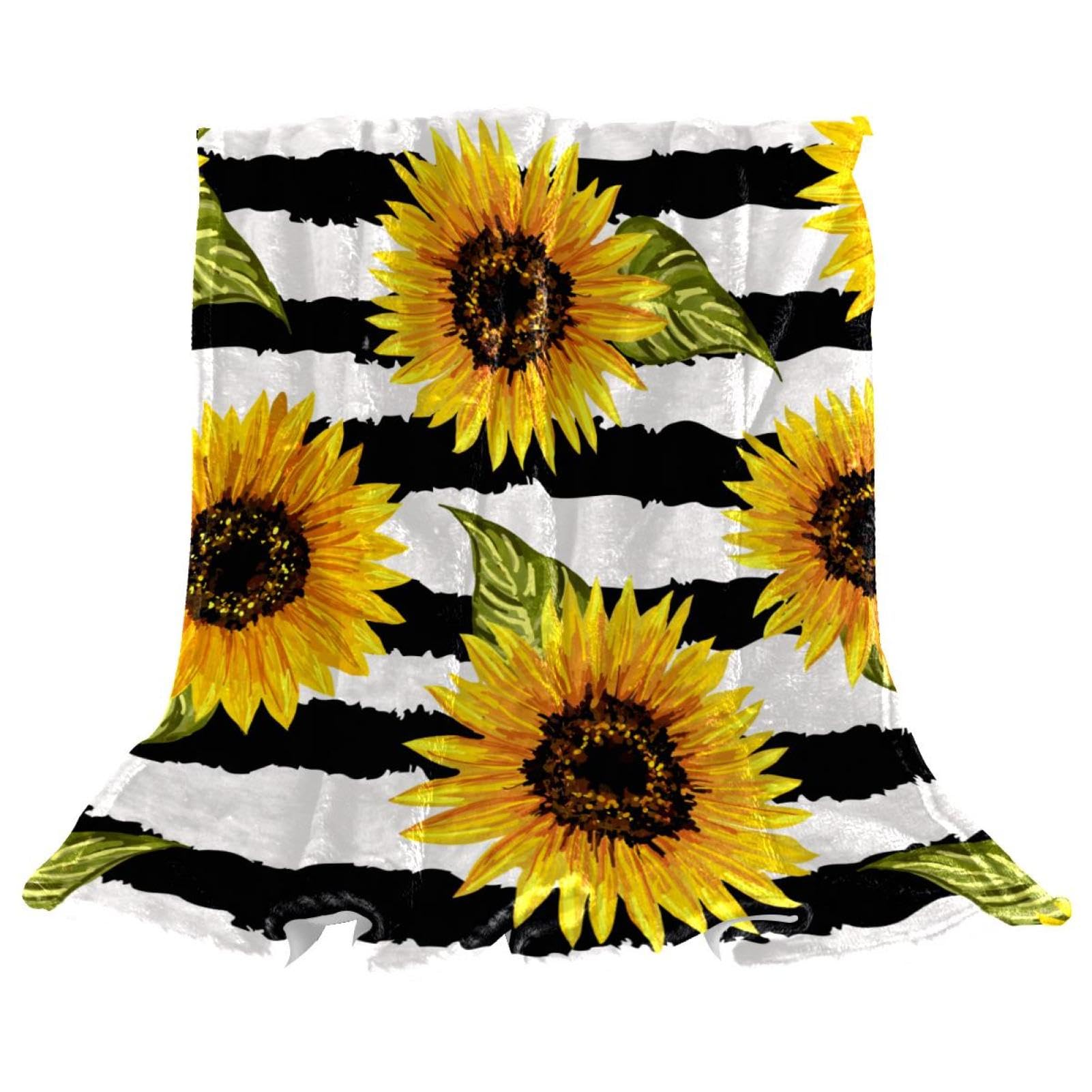 Couverture rayure tournesol en microfibre pour embellir votre canapé