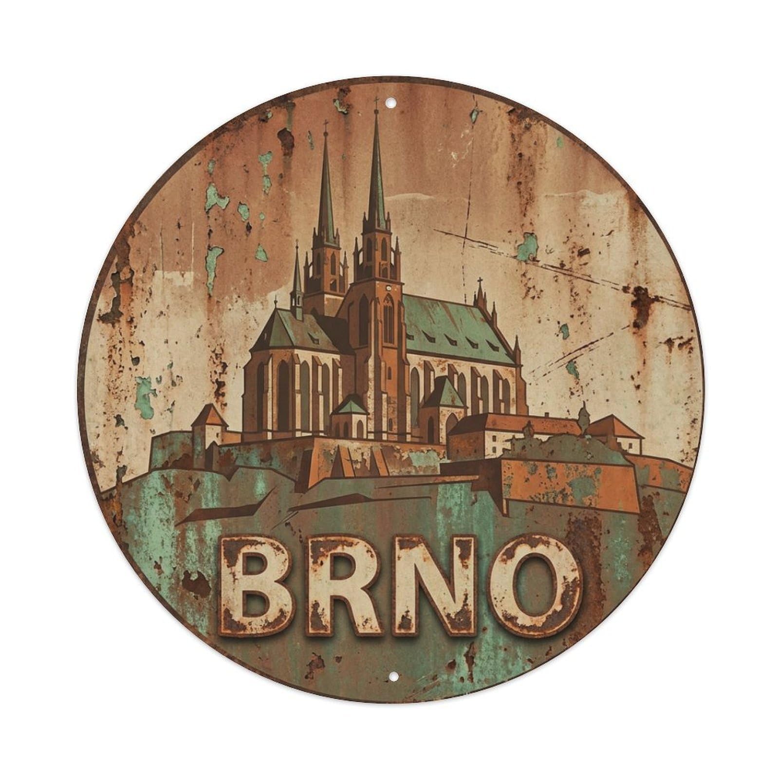 Galvaxio Style Retro Travel Czech Brno Metal Tin Sign