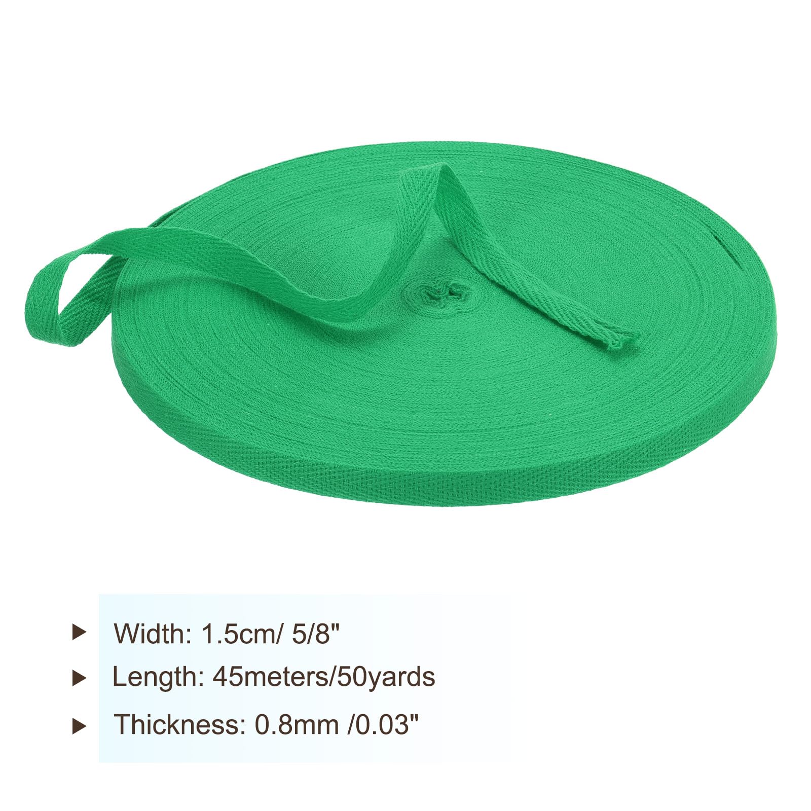 PATIKIL Cotton Twill Tape 15mm(5/8") 46m(50 Yards) Cotton Ribbon Bias Binding Tape Herringbone Webbing Trim for Sewing Gift Wrapping Craft DIY Emerald Green - Image 2
