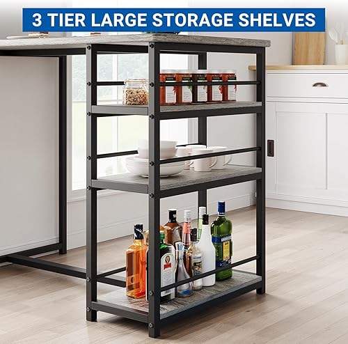 Miniatura 3 de GarveeHome Juego de mesa de comedor para 2, mesa de cocina de altura de mostrador con 2 taburetes de bar tapizados, mesa de comedor y sillas con