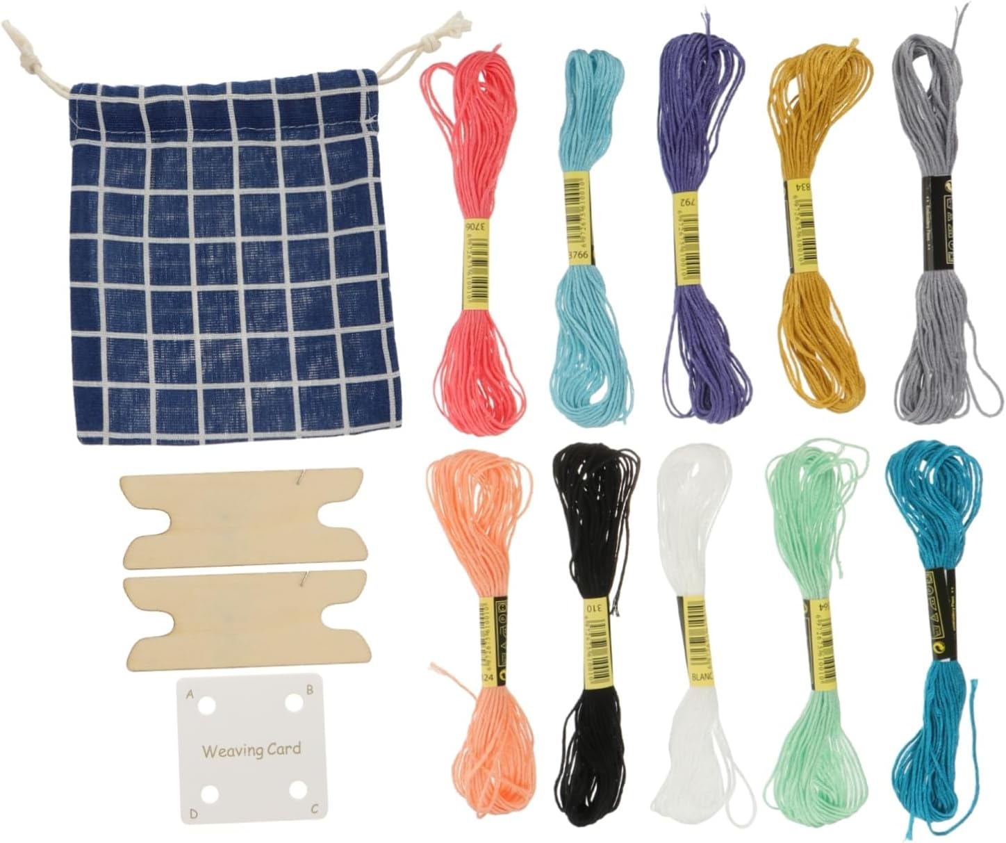 BEBEMOKO 1Set Paper Loom Cards with Weaving Cards Threads and DIY Weaving Shuttles Portable Rope Weaving Tools for Craft Lovers and Handmade Projects