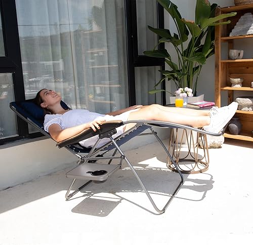 Miniatura 8 de Portal Sillas reclinables con respaldo de malla sobredimensionada de gravedad cero, asiento acolchado XL Silla de salón ajustable con almohada de