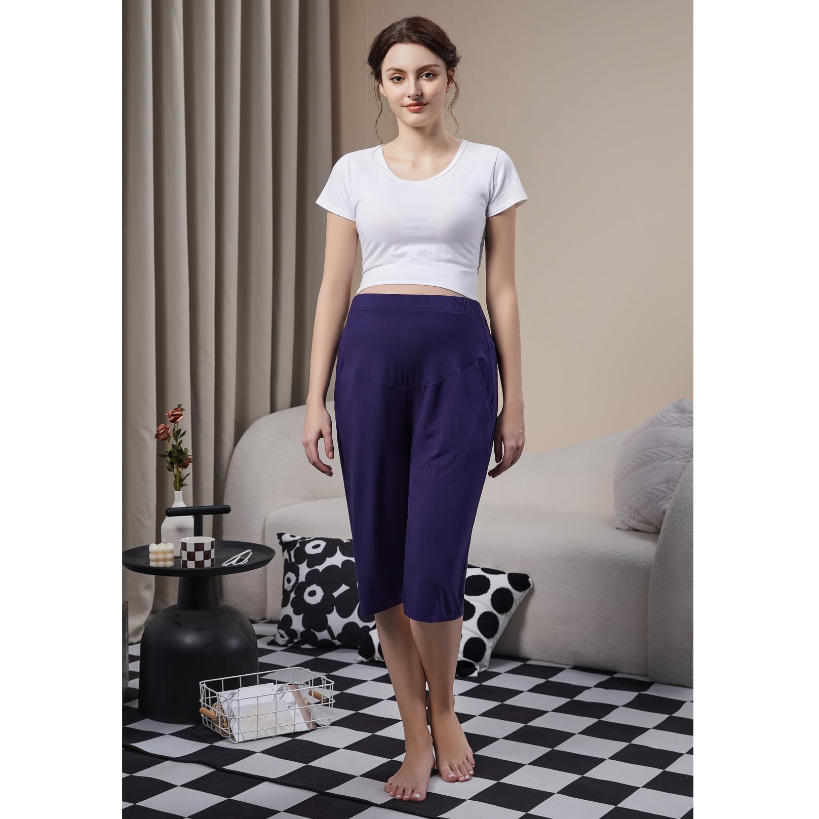 COLOMI Pantaloncini di maternità per Le Donne Modal Morbidi Joggers Pantaloni da Salotto Donne Pantaloncini Premaman Pigiama Pantaloni in Gravidanza