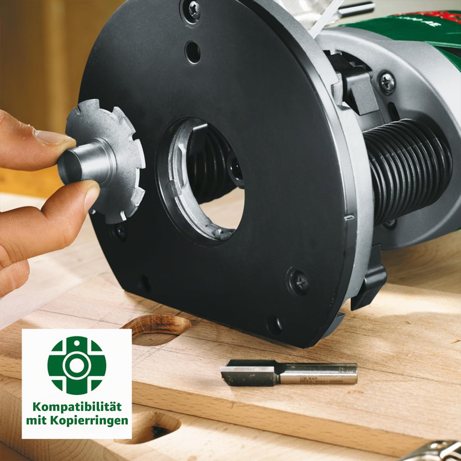 Bosch Oberfräse POF 1200 AE (1200 Watt, inkl. Zubehör für präzise Holzbearbeitung, für unterschiedliche Holzarten)