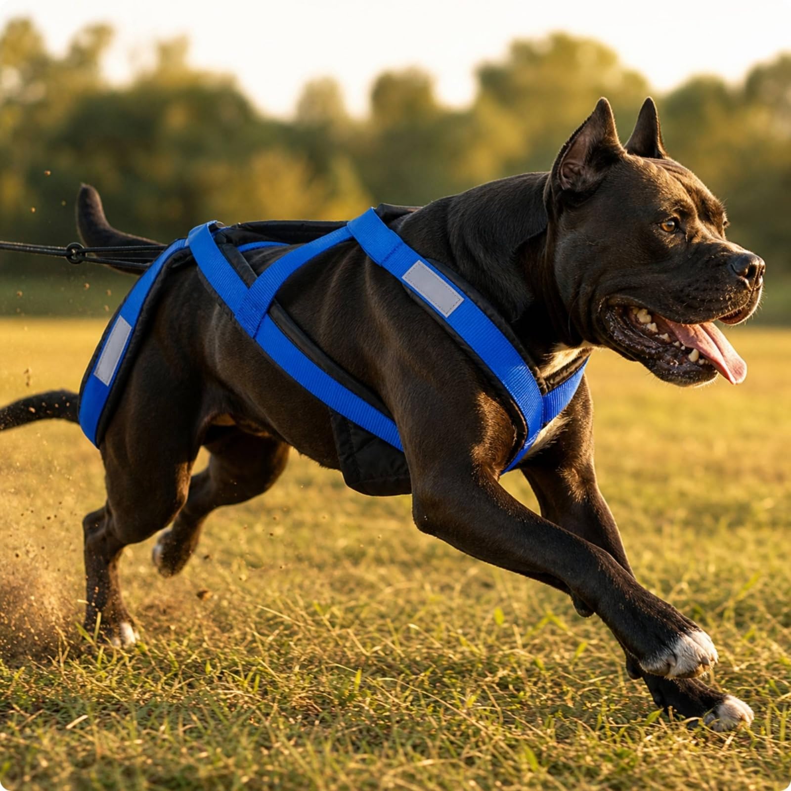predolo Pettorina da Traino Imbottita Pettorina con Strisce Riflettenti Professionale per Cani, Passeggiate Notturne, Array, Blu, 3XL